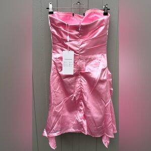 NWT Weinaze Silky Satin Pleated Trim Corset Strapless Party Mini Dress Women’s